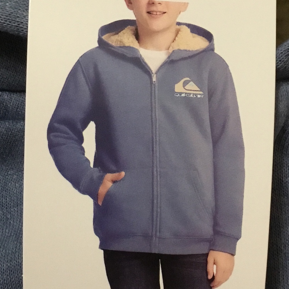 Quikilver ￼Youth Zip front Sherpa Plush Lined Fleece Hoodie